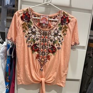 Embroidered Johnny Was Floral Top